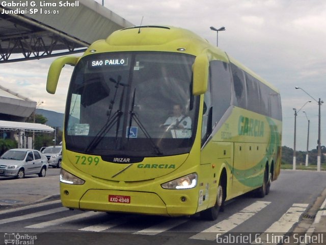 Viação Garcia 7299 na cidade de Jundiaí, São Paulo, Brasil, por Gabriel Giacomin de Lima. Número da foto: #3059651.