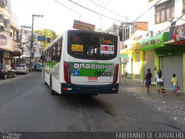 Viação Brazinha 08003 na cidade de Nova Iguaçu, Rio de Janeiro, Brasil, por Fabiano Magalhaes. Número da foto: #3068872.