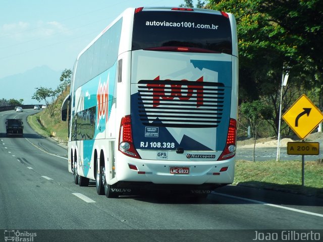 Auto Viação 1001 RJ 108.328 na cidade de Guaratinguetá, São Paulo, Brasil, por Joao Gilberto. Número da foto: #3071283.