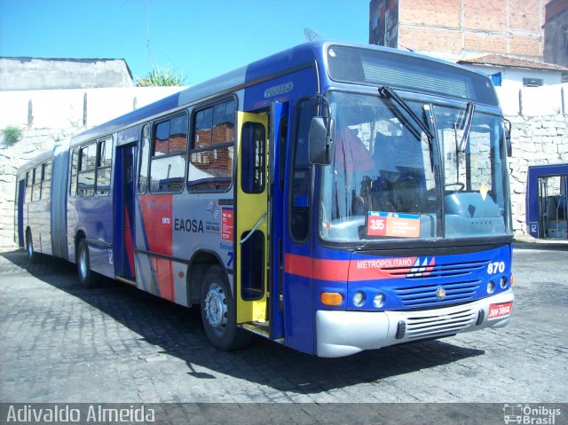 EAOSA - Empresa Auto Ônibus Santo André 870 na cidade de Mauá, São Paulo, Brasil, por Adivaldo Almeida. ID da foto: 3074592.