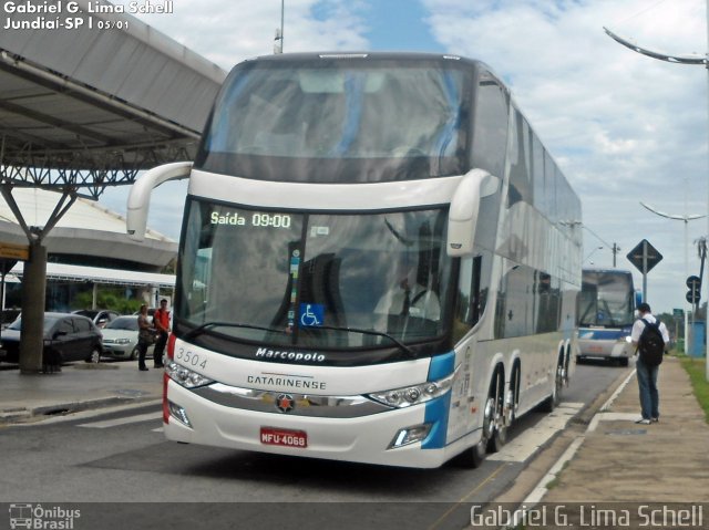 Auto Viação Catarinense 3504 na cidade de Jundiaí, São Paulo, Brasil, por Gabriel Giacomin de Lima. Número da foto: #3074967.