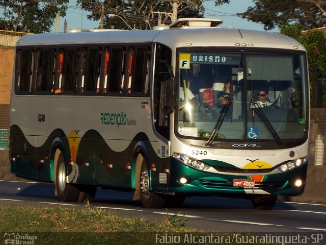 Redenção Turismo 5240 na cidade de Guaratinguetá, São Paulo, Brasil, por Fabio Alcantara. Número da foto: #3082667.