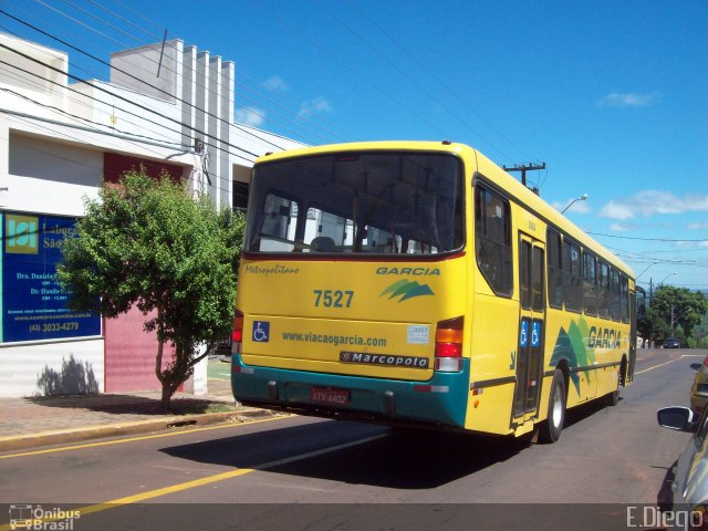 Viação Garcia 7527 na cidade de Apucarana, Paraná, Brasil, por Diego Lopes. ID da foto: 3085896.