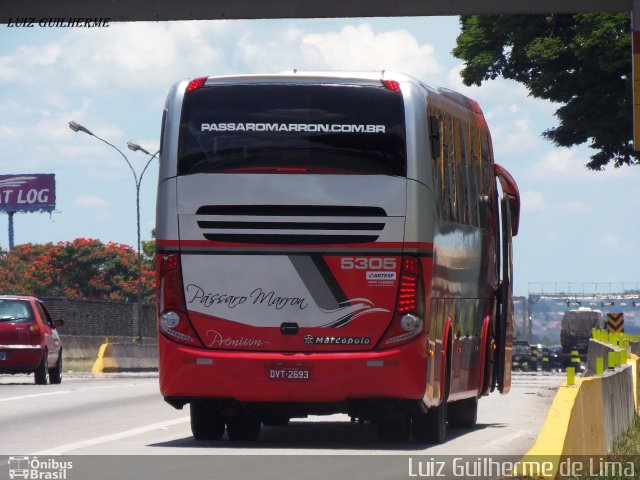 Empresa de Ônibus Pássaro Marron 5305 na cidade de São José dos Campos, São Paulo, Brasil, por Luiz Guilherme de Lima. ID da foto: 3089953.