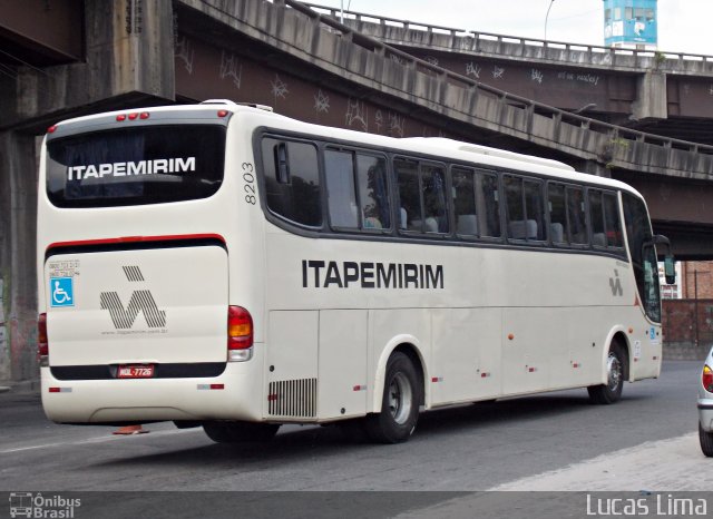 Viação Itapemirim 8203 na cidade de Rio de Janeiro, Rio de Janeiro, Brasil, por Lucas Lima. ID da foto: 3092961.