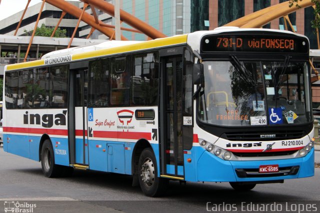 Auto Lotação Ingá RJ 210.004 na cidade de Rio de Janeiro, Rio de Janeiro, Brasil, por Carlos Eduardo Lopes. ID da foto: 3027533.