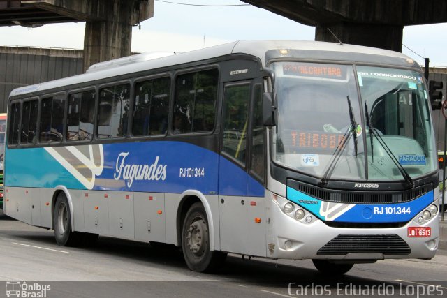 Auto Ônibus Fagundes RJ 101.344 na cidade de Rio de Janeiro, Rio de Janeiro, Brasil, por Carlos Eduardo Lopes. ID da foto: 3027528.