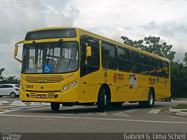Auto Ônibus Três Irmãos 3505 na cidade de Jundiaí, São Paulo, Brasil, por Gabriel Giacomin de Lima. Número da foto: #3100792.