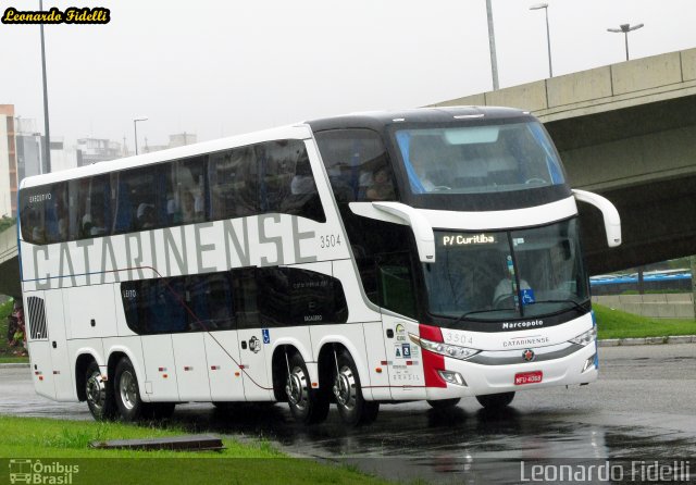 Auto Viação Catarinense 3504 na cidade de Florianópolis, Santa Catarina, Brasil, por Leonardo Fidelli. Número da foto: #3100498.