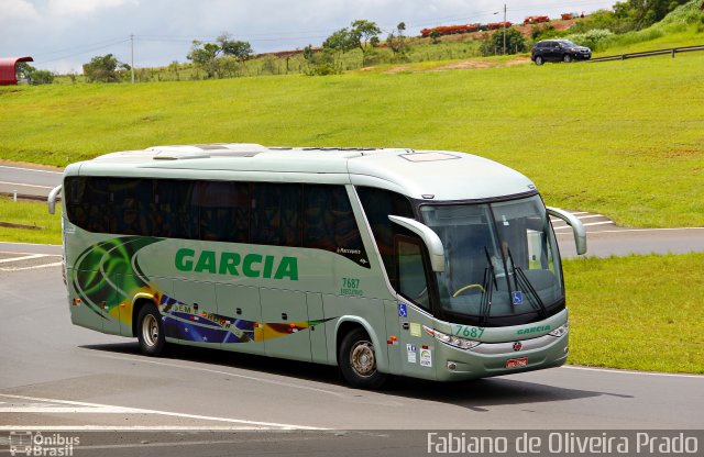 Viação Garcia 7687 na cidade de Pardinho, São Paulo, Brasil, por Fabiano de Oliveira Prado. Número da foto: #3102437.