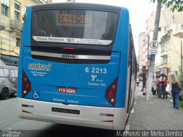 TUPI - Transportes Urbanos Piratininga 6 2213 na cidade de São Paulo, São Paulo, Brasil, por Matheus de Melo Bento. ID da foto: 3103751.