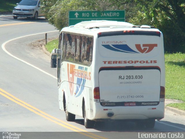 Viação Teresópolis RJ 203.030 na cidade de Teresópolis, Rio de Janeiro, Brasil, por Leonardo Costa. ID da foto: 3031457.