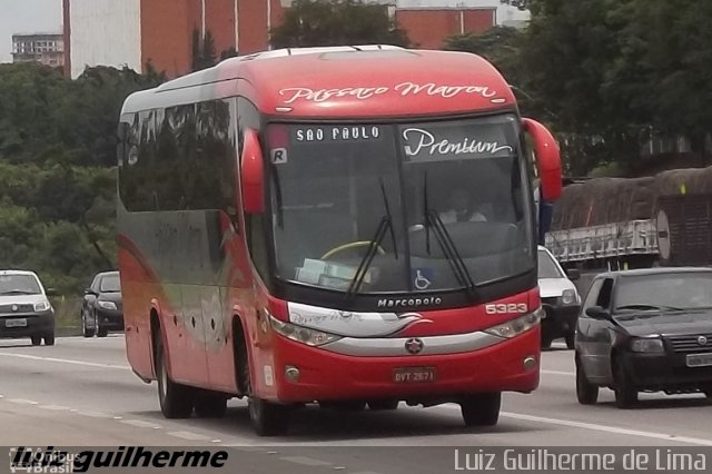 Empresa de Ônibus Pássaro Marron 5323 na cidade de São José dos Campos, São Paulo, Brasil, por Luiz Guilherme de Lima. ID da foto: 3043696.