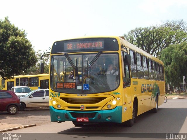 Viação Garcia 7659 na cidade de Mandaguari, Paraná, Brasil, por Diego Lopes. Número da foto: #3041055.