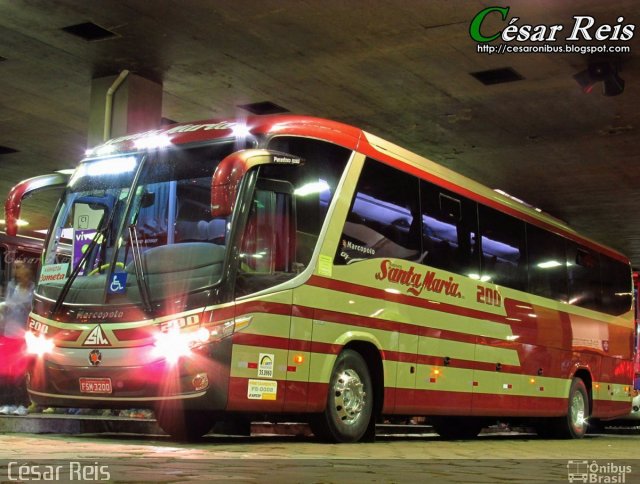 Santa Maria Fretamento e Turismo 200 na cidade de Belo Horizonte, Minas Gerais, Brasil, por César Ônibus. ID da foto: 3045020.