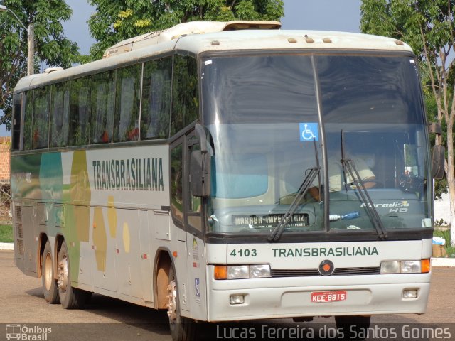Transbrasiliana Transportes e Turismo 4103 na cidade de Araguatins, Tocantins, Brasil, por Lucas Ferreira dos Santos Gomes. Número da foto: #3704344.