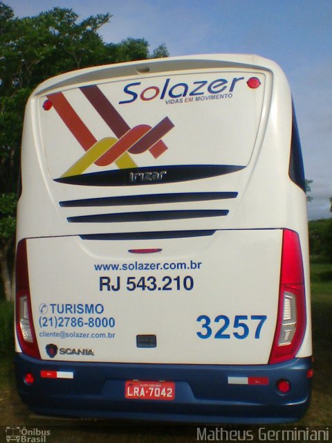 Solazer Transportes e Turismo 3257 na cidade de São José dos Campos, São Paulo, Brasil, por Matheus Germiniani. Número da foto: #3714828.