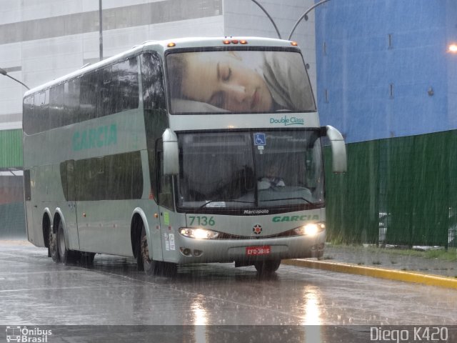 Viação Garcia 7136 na cidade de São Paulo, São Paulo, Brasil, por Diego K420 . ID da foto: 3715348.