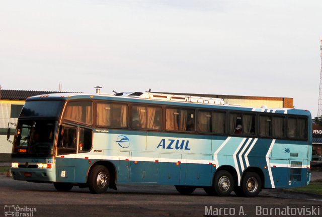 Expresso Azul 205 na cidade de Venâncio Aires, Rio Grande do Sul, Brasil, por Marco A.   Bornatoviski. Número da foto: #3715315.