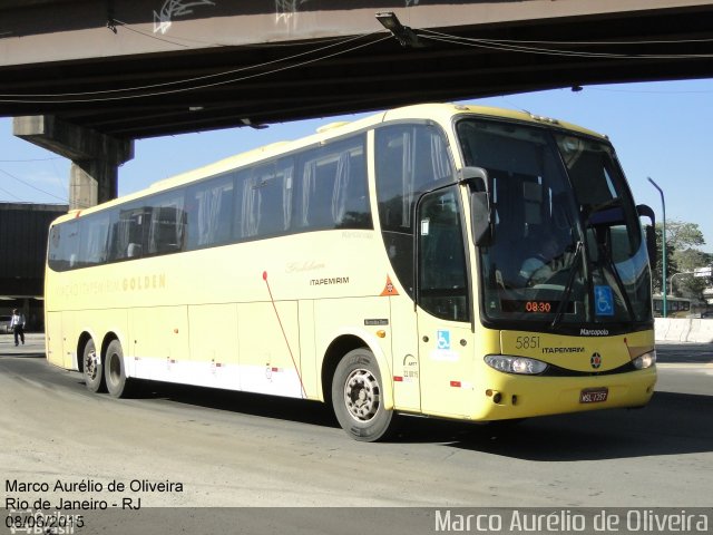 Viação Itapemirim 5851 na cidade de Rio de Janeiro, Rio de Janeiro, Brasil, por Marco Aurélio de Oliveira. ID da foto: 3719419.