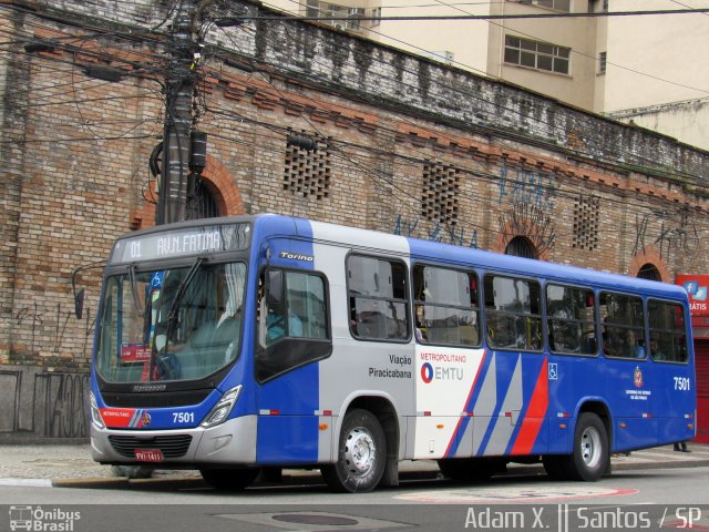 Viação Piracicabana 7501 na cidade de Santos, São Paulo, Brasil, por Adam Xavier Rodrigues Lima. Número da foto: #3722985.