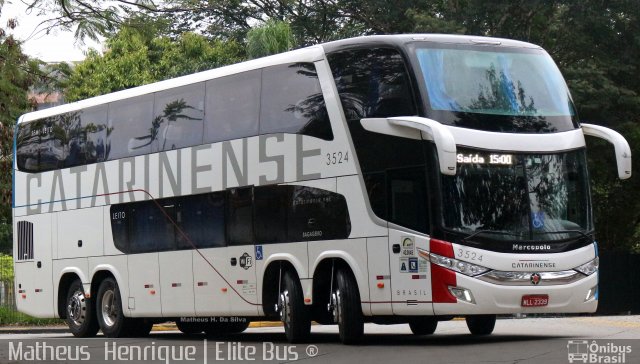 Auto Viação Catarinense 3524 na cidade de São Paulo, São Paulo, Brasil, por Matheus Henrique. Número da foto: #3730479.