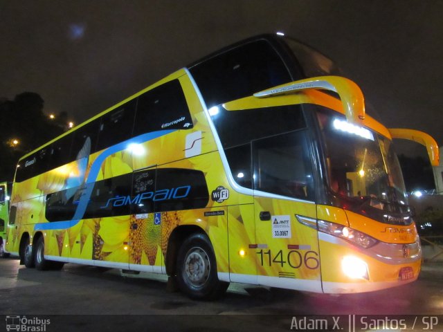 Viação Sampaio 11406 na cidade de Santos, São Paulo, Brasil, por Adam Xavier Rodrigues Lima. ID da foto: 3736030.