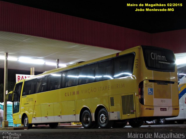 Viação Itapemirim 9513 na cidade de João Monlevade, Minas Gerais, Brasil, por Mairo de Magalhães. ID da foto: 3735913.