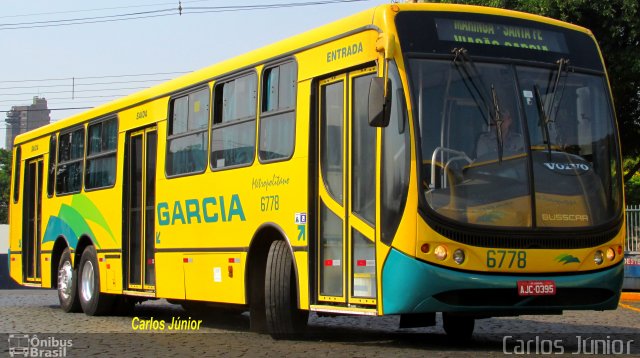 Viação Garcia 6778 na cidade de Maringá, Paraná, Brasil, por Carlos Júnior. ID da foto: 3682523.