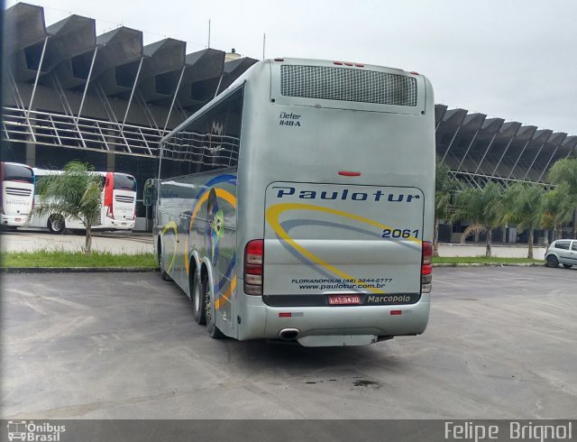 Paulotur Transporte e Turismo 2061 na cidade de Florianópolis, Santa Catarina, Brasil, por Felipe  Brignol. Número da foto: #3684221.