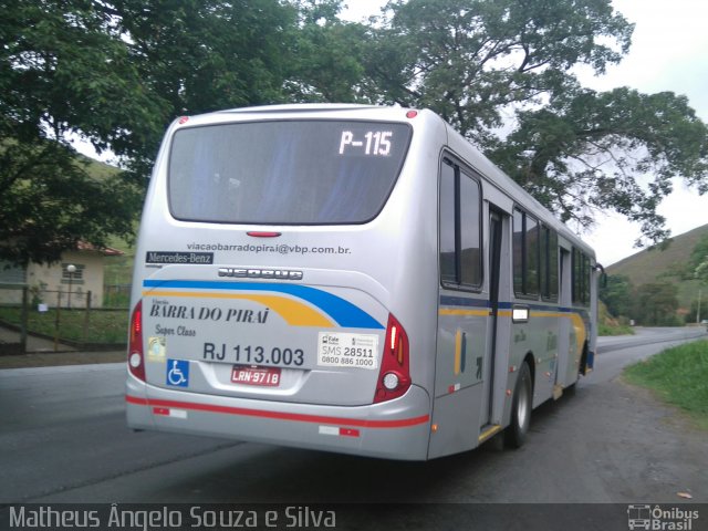 Viação Barra do Piraí Turismo RJ 113.003 na cidade de Valença, Rio de Janeiro, Brasil, por Matheus Ângelo Souza e Silva. Número da foto: #3687937.