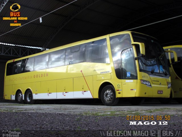 Viação Itapemirim 48135 na cidade de Aracaju, Sergipe, Brasil, por Gledson Santos Freitas. ID da foto: 3688129.