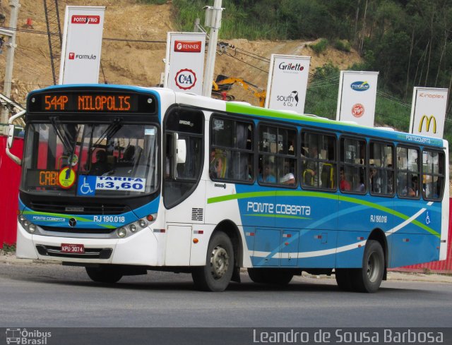 Viação Ponte Coberta RJ 190.018 na cidade de Nova Iguaçu, Rio de Janeiro, Brasil, por Leandro de Sousa Barbosa. Número da foto: #3693123.
