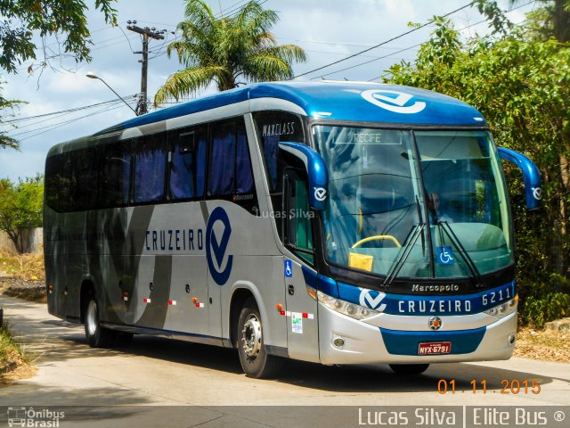 Viação Cruzeiro 6211 na cidade de Recife, Pernambuco, Brasil, por Lucas Silva. Número da foto: #3744164.