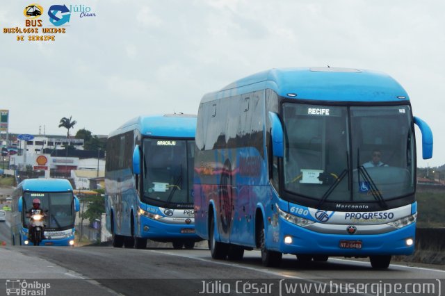 Auto Viação Progresso 6180 na cidade de Nossa Senhora do Socorro, Sergipe, Brasil, por Julio Cesar  Barbosa Martins. Número da foto: #3742890.