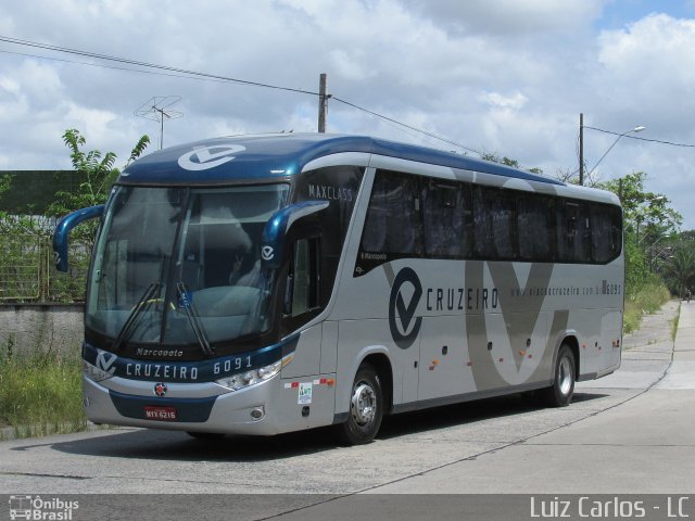 Viação Cruzeiro 6091 na cidade de Recife, Pernambuco, Brasil, por Luiz Carlos de Santana. Número da foto: #3765242.
