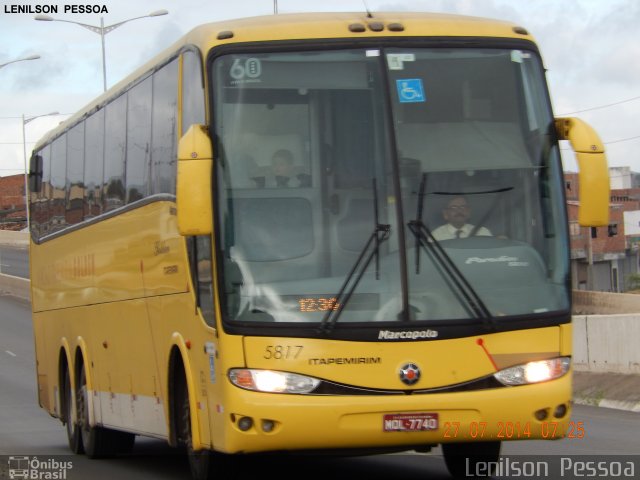 Viação Itapemirim 5817 na cidade de Caruaru, Pernambuco, Brasil, por Lenilson da Silva Pessoa. ID da foto: 3780480.