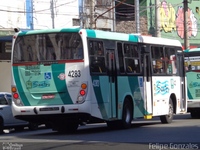 Viação Piracicabana Santos 4283 na cidade de Santos, São Paulo, Brasil, por Felipe Gonzales. ID da foto: 3787677.