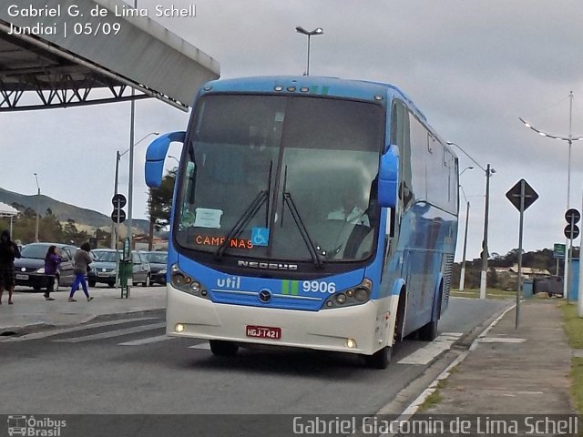 UTIL - União Transporte Interestadual de Luxo 9906 na cidade de Jundiaí, São Paulo, Brasil, por Gabriel Giacomin de Lima. Número da foto: #3791936.