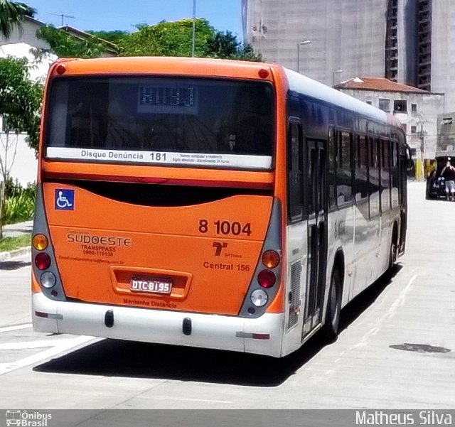 TRANSPPASS - Transporte de Passageiros 8 1004 na cidade de São Paulo, São Paulo, Brasil, por Matheus Silva. ID da foto: 3750131.