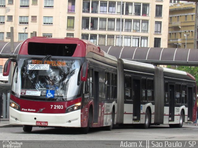 Viação Campo Belo 7 2103 na cidade de São Paulo, São Paulo, Brasil, por Adam Xavier Rodrigues Lima. Número da foto: #3808567.