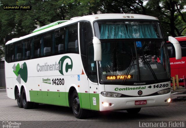 Viação Continental de Transportes 14280 na cidade de São Paulo, São Paulo, Brasil, por Leonardo Fidelli. ID da foto: 3755873.