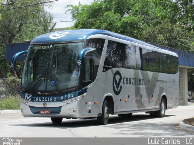 Viação Cruzeiro 6201 na cidade de Recife, Pernambuco, Brasil, por Luiz Carlos de Santana. ID da foto: 3756027.