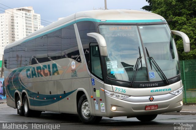 Viação Garcia 7936 na cidade de São Paulo, São Paulo, Brasil, por Matheus Henrique. Número da foto: #3832401.