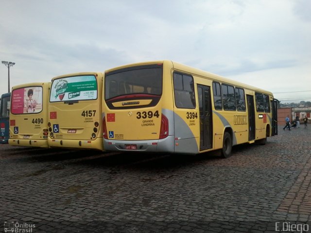 TCGL - Transportes Coletivos Grande Londrina 3394 na cidade de Londrina, Paraná, Brasil, por Diego Lopes. Número da foto: #3831172.