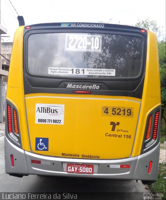 Allibus Transportes 4 5219 na cidade de São Paulo, São Paulo, Brasil, por Luciano Ferreira da Silva. ID da foto: 3832134.