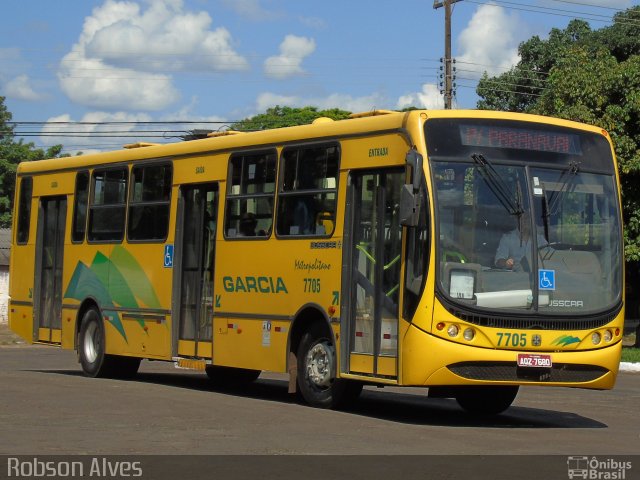 Viação Garcia 7705 na cidade de Paranavaí, Paraná, Brasil, por Robson Alves. ID da foto: 3858347.