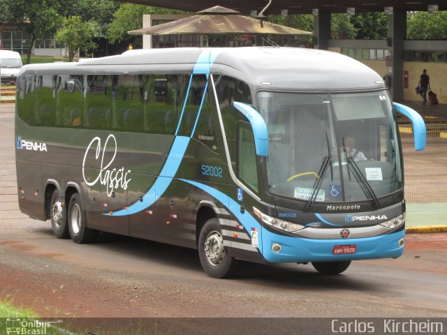 Empresa de Ônibus Nossa Senhora da Penha 52002 na cidade de Foz do Iguaçu, Paraná, Brasil, por Carlos Kircheim. Número da foto: #3858488.