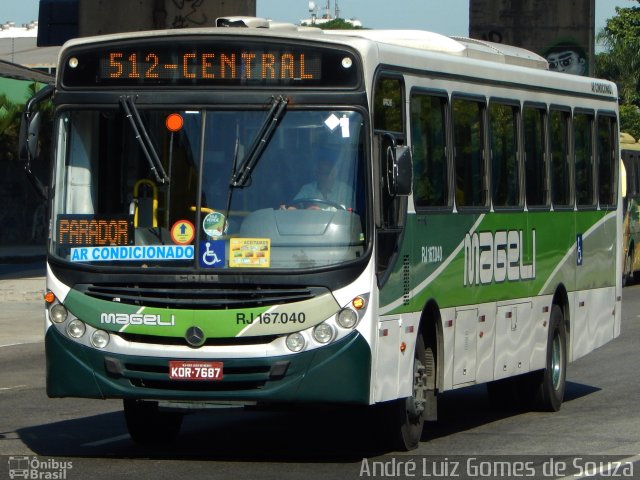 Transportes Mageli RJ 167.040 na cidade de Rio de Janeiro, Rio de Janeiro, Brasil, por André Luiz Gomes de Souza. ID da foto: 3871246.