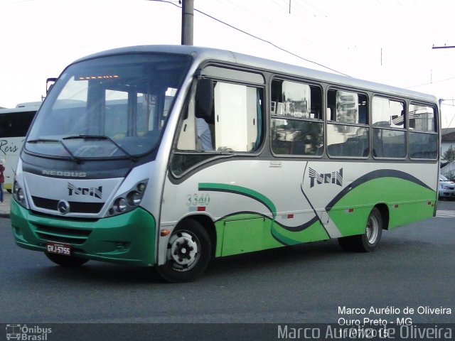 Turin Transportes 3340 na cidade de Ouro Preto, Minas Gerais, Brasil, por Marco Aurélio de Oliveira. ID da foto: 3878588.